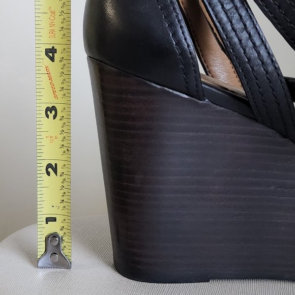 Coach Harrison Leather Platform Sandals Wedges in Black Size 7B - Picture 9 of 9